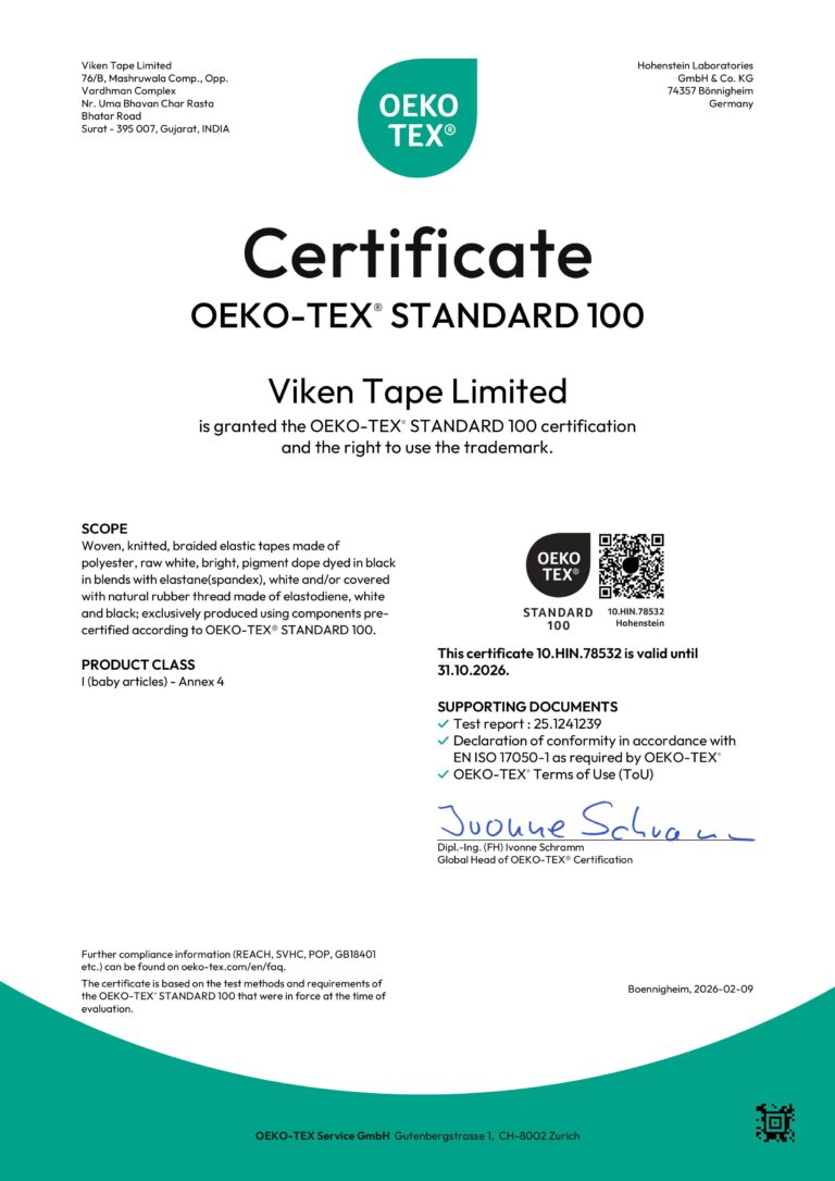 Viken Tape Limited OEKO Tex Certified